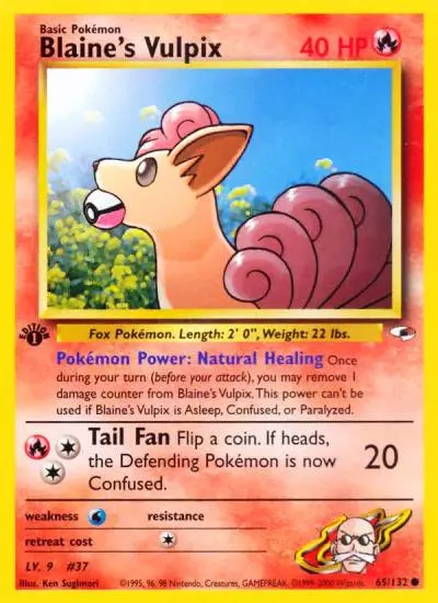 Blaine's Vulpix 65/132 Gym Heroes Pokemon card