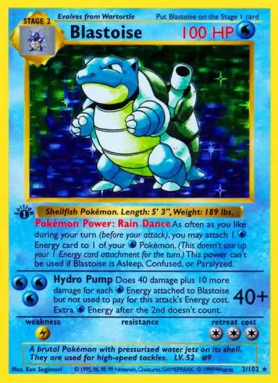 Blastoise 2/102 Base Pokemon card