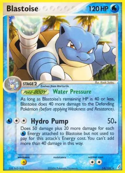 Blastoise 14/100 Crystal Guardians Pokemon card