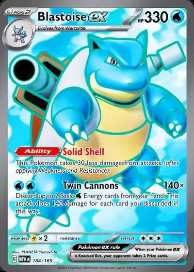 Blastoise ex 184/165 151 Pokemon card