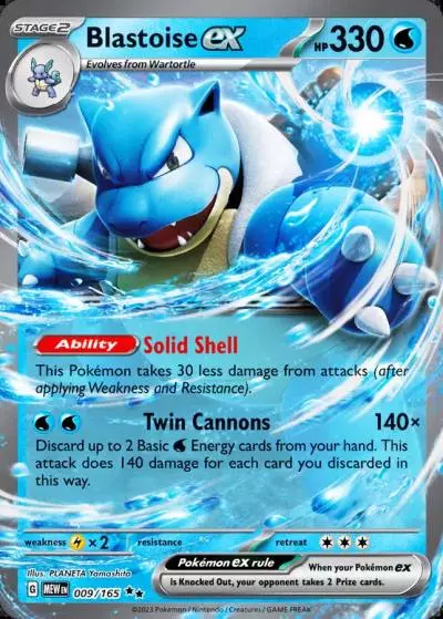 Blastoise ex 9/165 151 Pokemon card