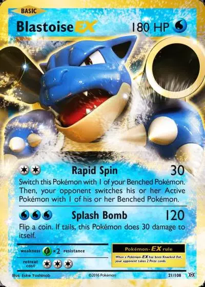 Blastoise-EX 21/108 Evolutions Pokemon card