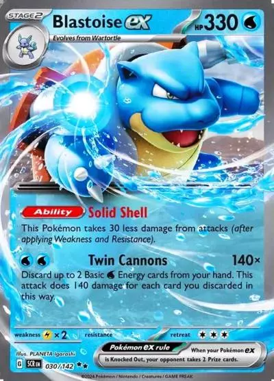 Blastoise ex 30/142 Stellar Crown Pokemon card