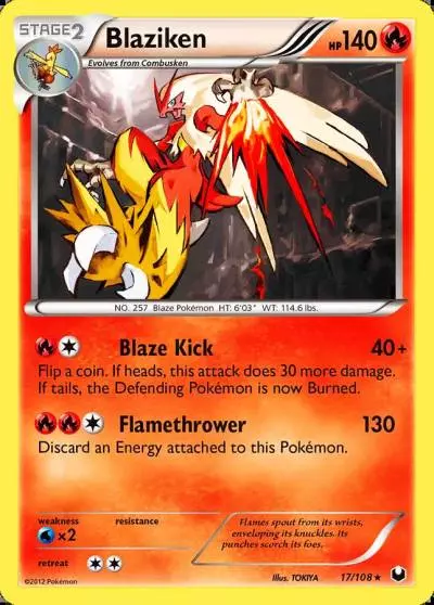 Blaziken 17/108 Dark Explorers Pokemon card