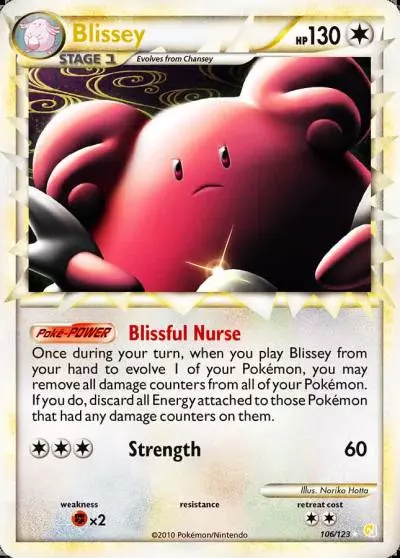 Blissey 106/123 HeartGold & SoulSilver Pokemon card