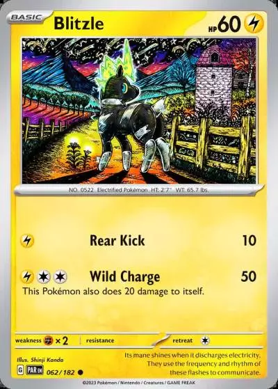 Blitzle 62/182 Paradox Rift Pokemon card