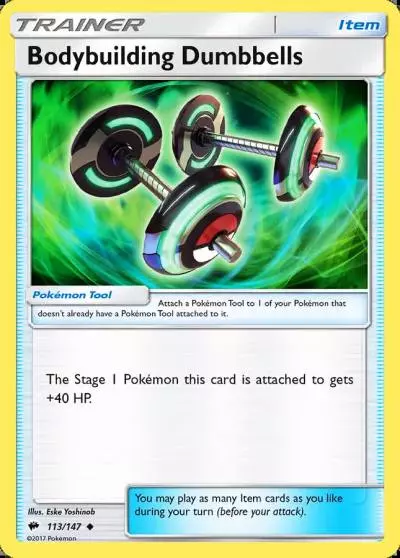 Bodybuilding Dumbbells 113/147 Burning Shadows Pokemon card