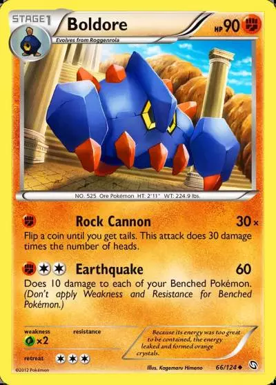 Boldore 66/124 Dragons Exalted Pokemon card