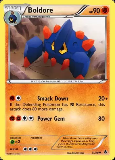 Boldore 51/98 Emerging Powers Pokemon card