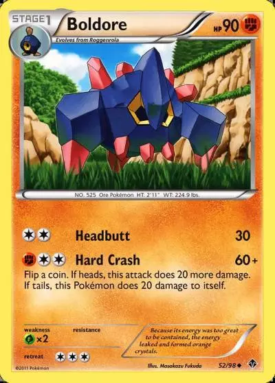 Boldore 52/98 Emerging Powers Pokemon card