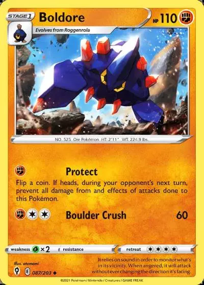 Boldore 87/203 Evolving Skies Pokemon card