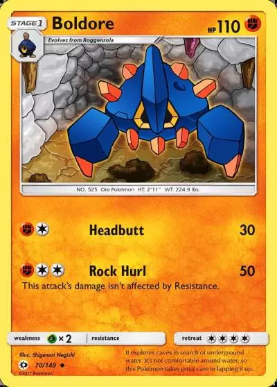 Boldore 70/149 Sun & Moon Pokemon card