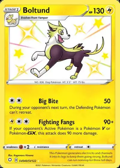 Boltund SV040/122 Shining Fates Shiny Vault Pokemon card