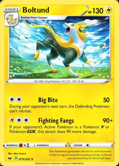 Boltund 75/202 Sword & Shield Pokemon card