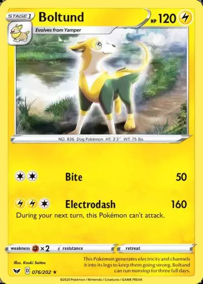 Boltund 76/202 Sword & Shield Pokemon card