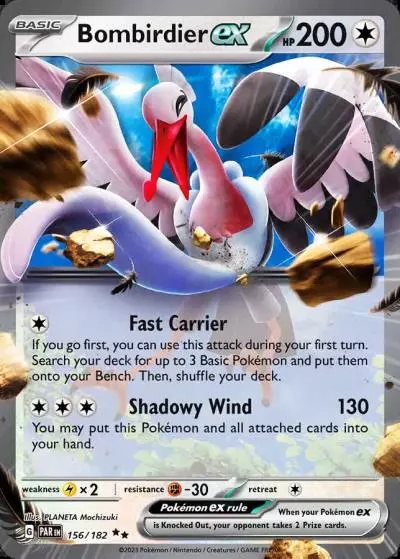 Bombirdier ex 156/182 Paradox Rift Pokemon card