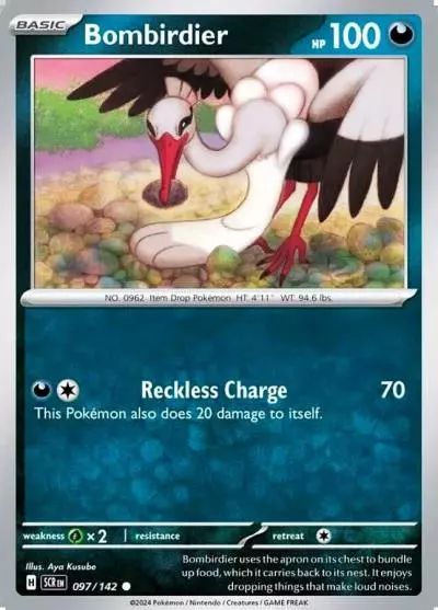 Bombirdier 97/142 Stellar Crown Pokemon card