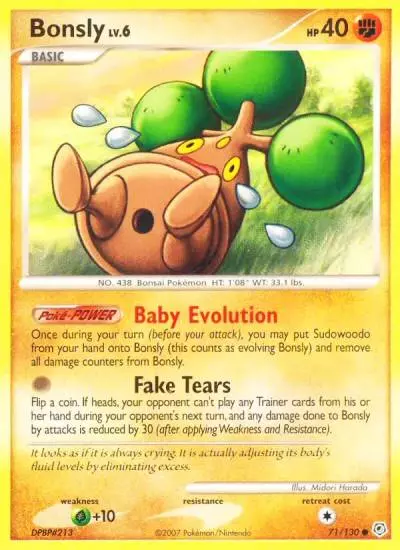 Bonsly 71/130 Diamond & Pearl Pokemon card