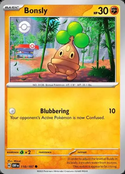Bonsly 110/197 Obsidian Flames Pokemon card