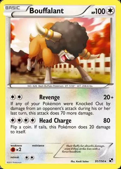 Bouffalant 91/114 Black & White Pokemon card