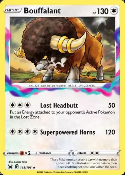 Bouffalant 148/196 Lost Origin Pokemon card