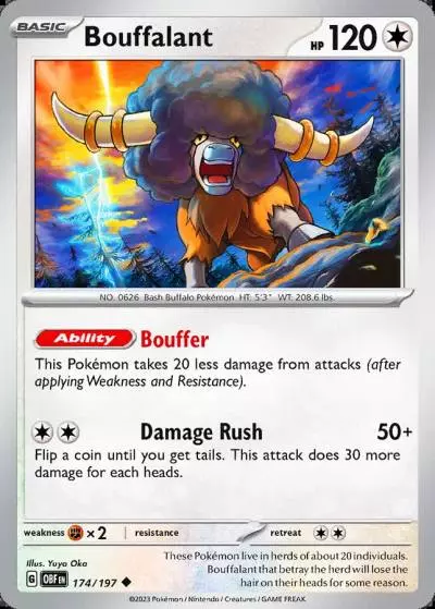 Bouffalant 174/197 Obsidian Flames Pokemon card