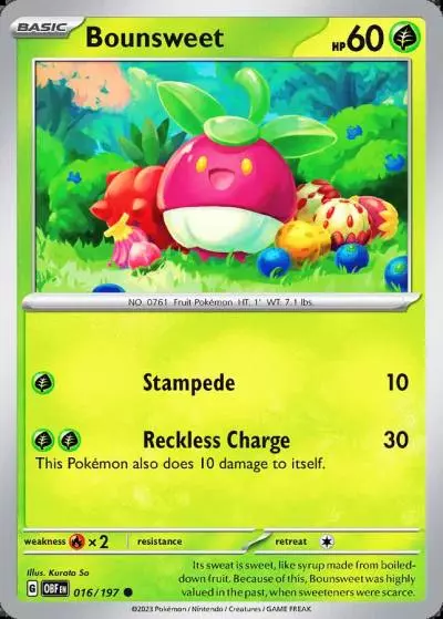 Bounsweet 16/197 Obsidian Flames Pokemon card