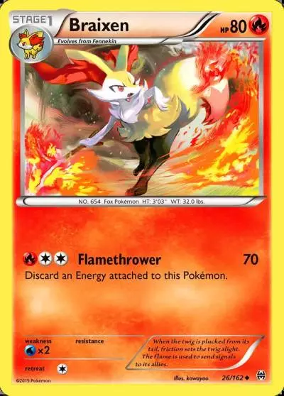 Braixen 26/162 BREAKthrough Pokemon card
