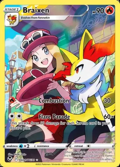 Braixen TG01/30 Silver Tempest Trainer Gallery Pokemon card
