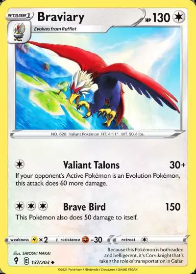 Braviary 137/203 Evolving Skies Pokemon card