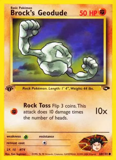 Brock's Geodude 68/132 Gym Challenge Pokemon card