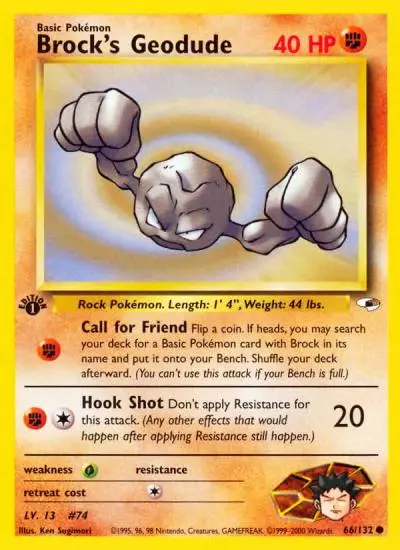 Brock's Geodude 66/132 Gym Heroes Pokemon card
