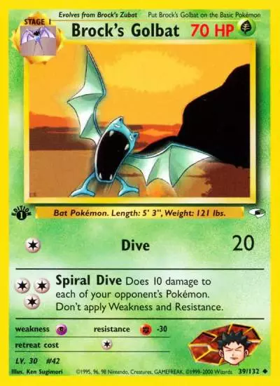 Brock's Golbat 39/132 Gym Heroes Pokemon card