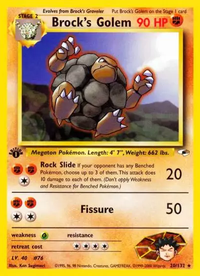Brock's Golem 20/132 Gym Heroes Pokemon card