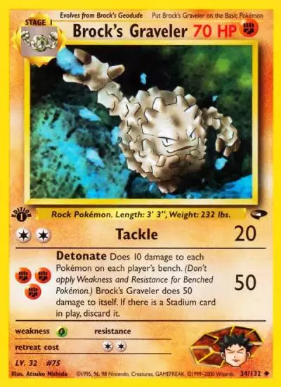Brock's Graveler 34/132 Gym Challenge Pokemon card