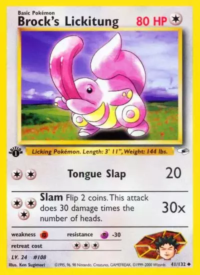 Brock's Lickitung 41/132 Gym Heroes Pokemon card