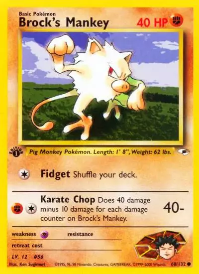 Brock's Mankey 68/132 Gym Heroes Pokemon card