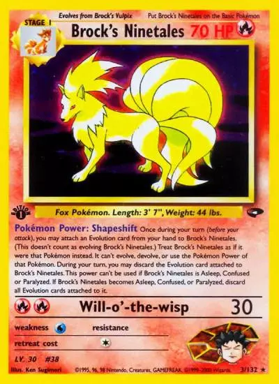 Brock's Ninetales 3/132 Gym Challenge Pokemon card