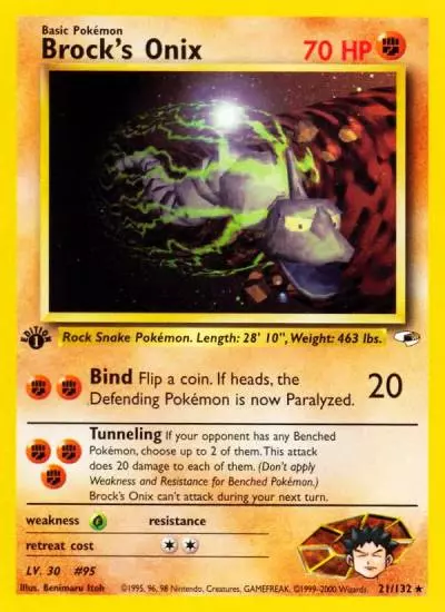 Brock's Onix 21/132 Gym Heroes Pokemon card