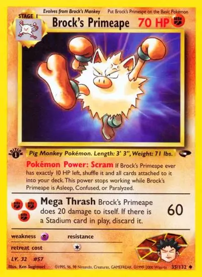 Brock's Primeape 35/132 Gym Challenge Pokemon card