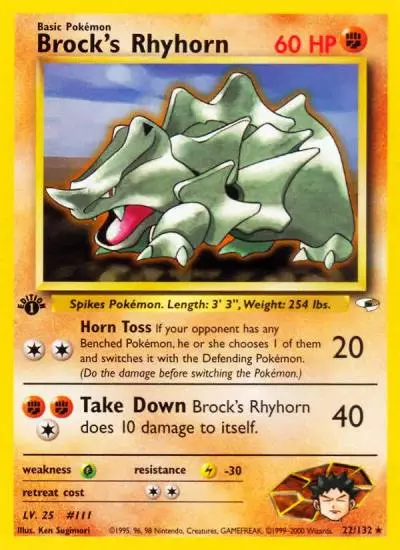 Brock's Rhyhorn 22/132 Gym Heroes Pokemon card