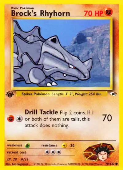 Brock's Rhyhorn 70/132 Gym Heroes Pokemon card