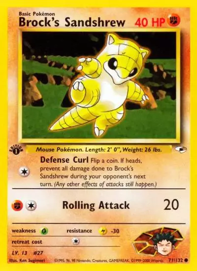 Brock's Sandshrew 71/132 Gym Heroes Pokemon card
