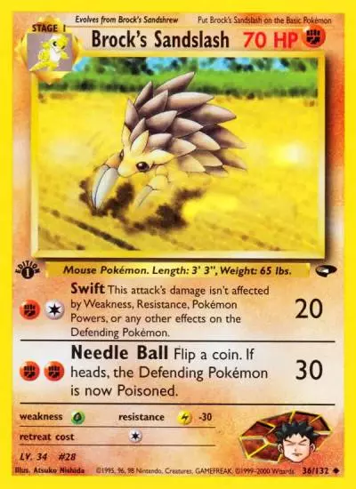 Brock's Sandslash 36/132 Gym Challenge Pokemon card
