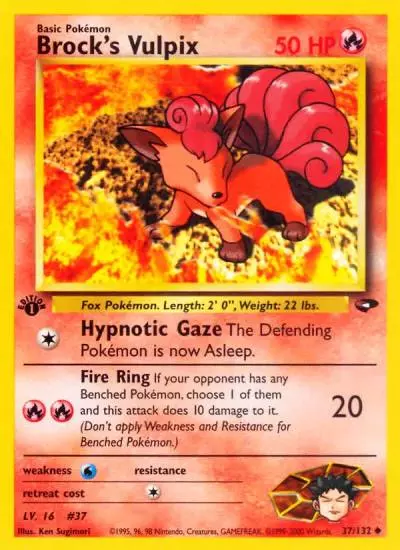 Brock's Vulpix 37/132 Gym Challenge Pokemon card