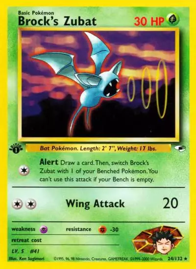 Brock's Zubat 24/132 Gym Heroes Pokemon card