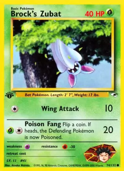 Brock's Zubat 74/132 Gym Heroes Pokemon card