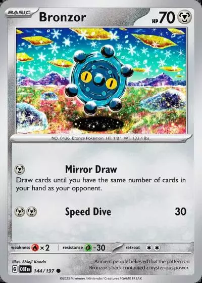 Bronzor 144/197 Obsidian Flames Pokemon card
