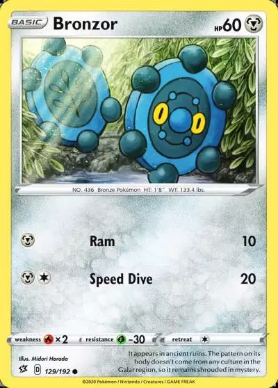 Bronzor 129/192 Rebel Clash Pokemon card