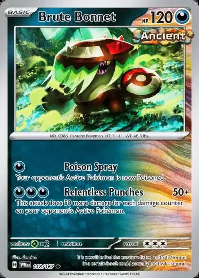 Brute Bonnet 118/167 Twilight Masquerade Pokemon card